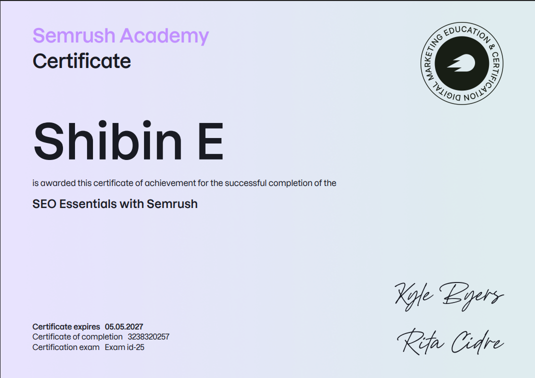 Shibin-Best -Freelance-Digital -Marketer- in- Malappuram-semrush
